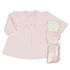 M15954: Baby Girls Quilted Dress, Tights & Headband Outfit (0-9 Months)